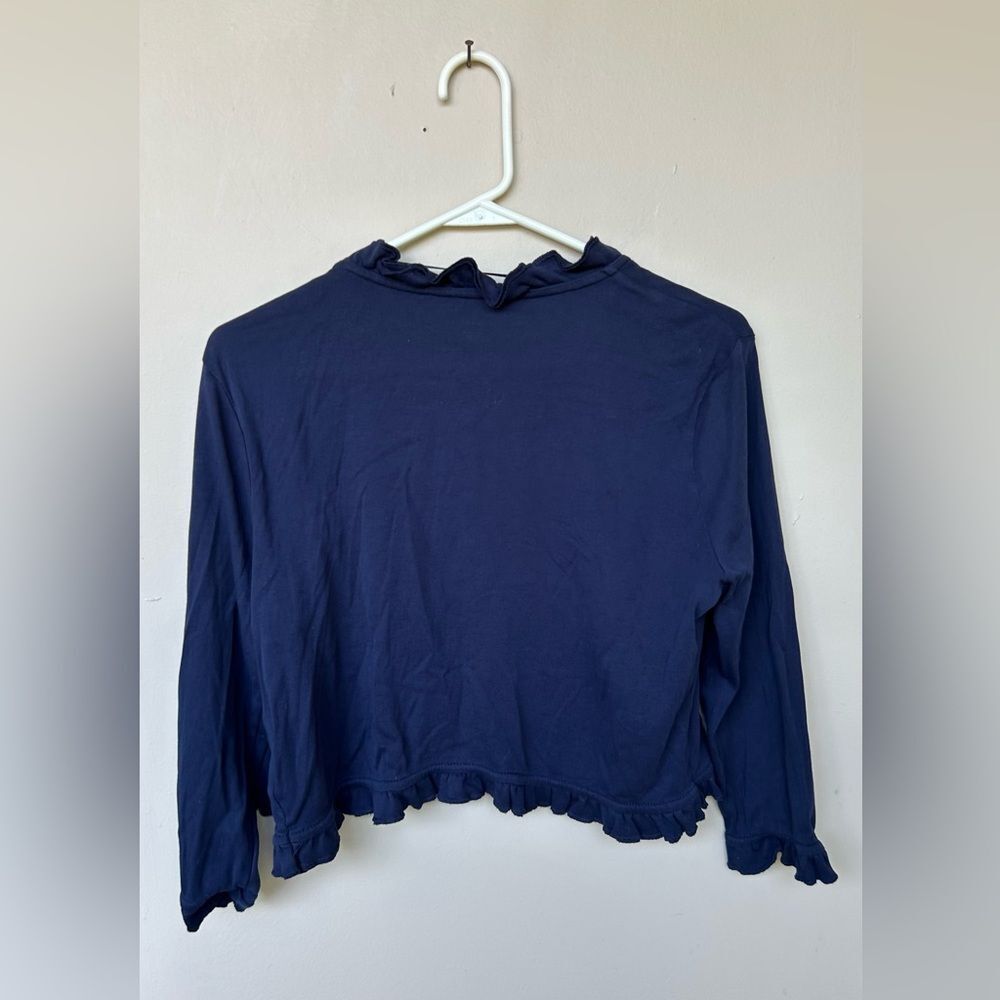 EUC Charter Club Navy Blue Ruffled Cropped Bolero Shrug - Large - Picture 2 of 5